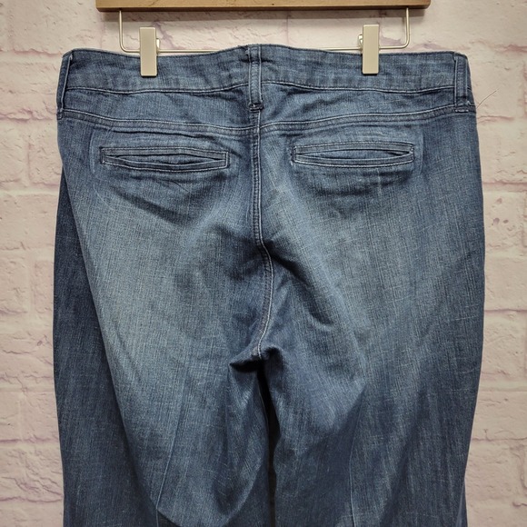 Dressbarn Premium Jeans Size 12 Blue Denim High Rise Wide Leg Sailor Y2K Stretch - Picture 4 of 7